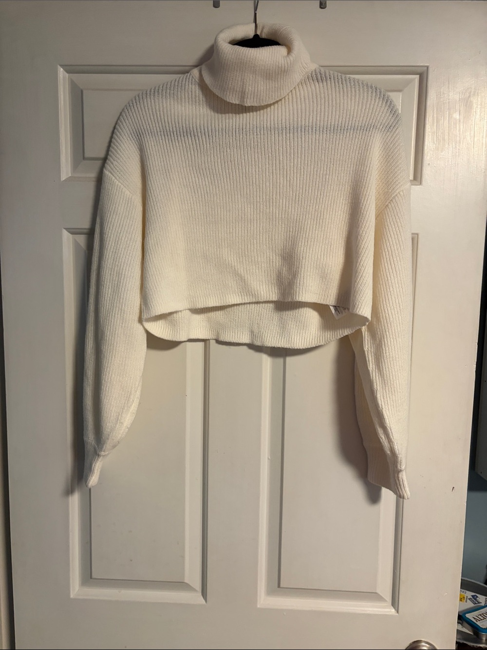 Cropped Ivory Turtleneck Sweater